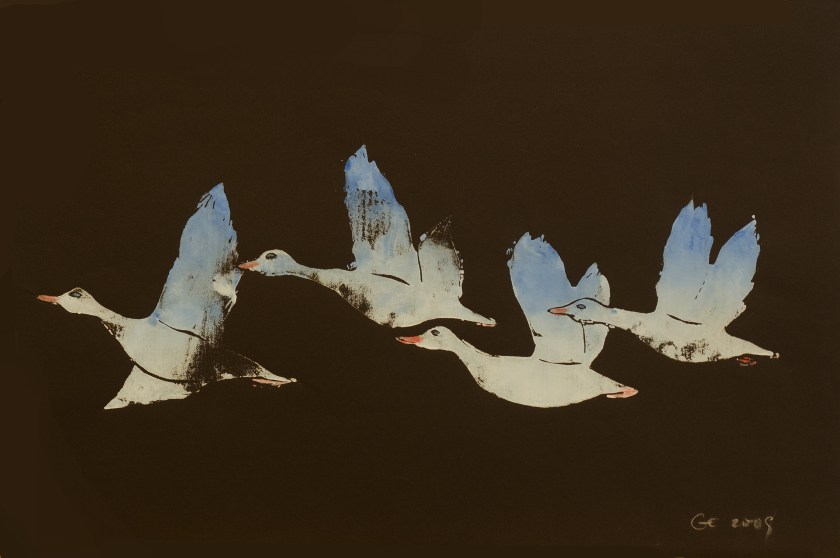 Bildhauerschule für Kinder in Aachen, Gabriele Enss, eigene Arbeit, Holzschnitt